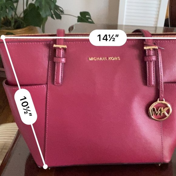 Michael Kors Signature Jet Set East West Top Zip Tote Red Leather Purse NWOT - Picture 5 of 8